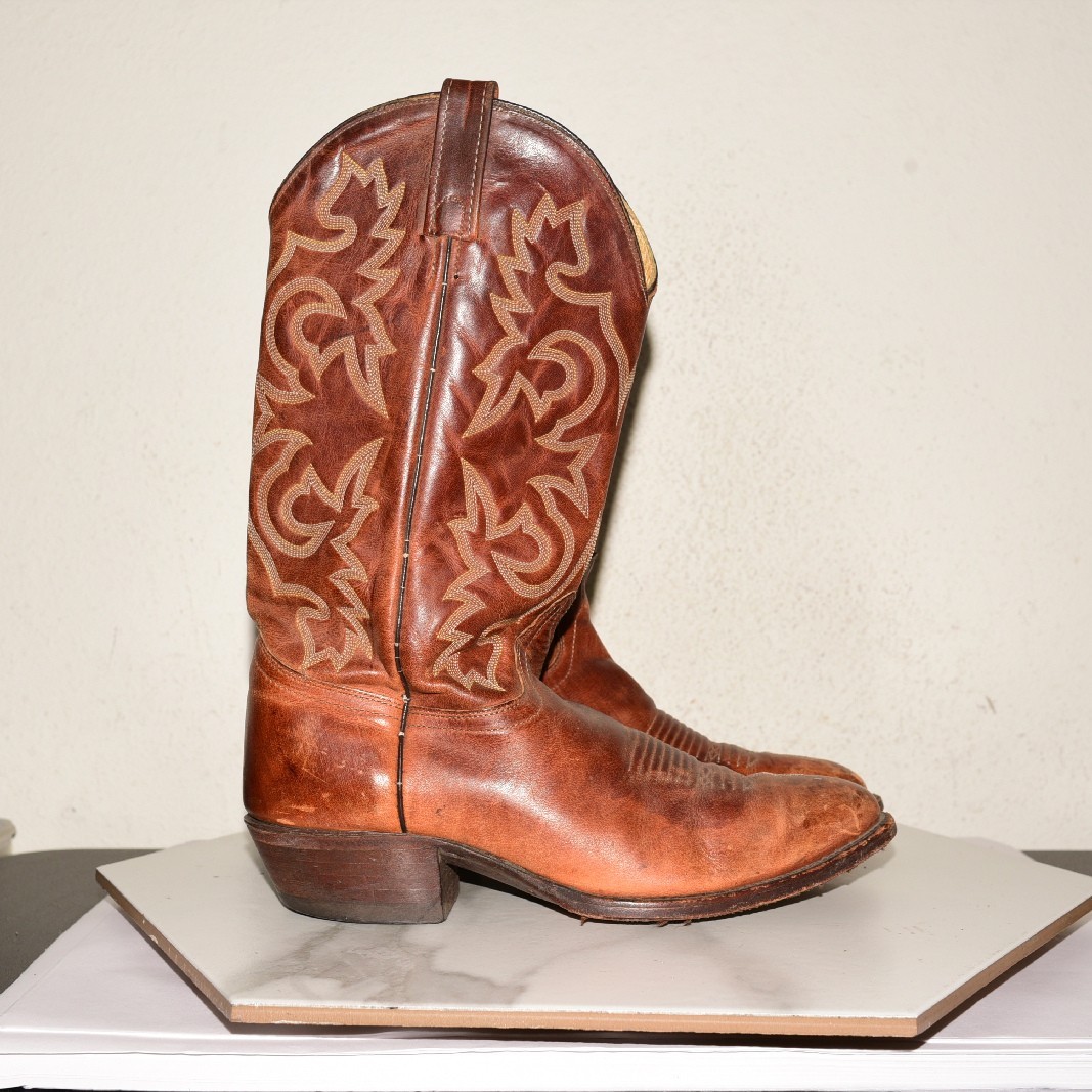 J Chisholm Leather Boot Western Brown Men US 10.5 D