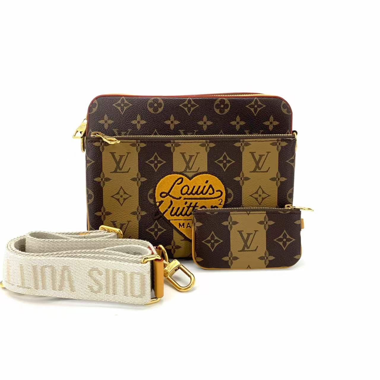 Louis Vuitton Nigo Trio Messenger Bag Limited Edition Stripes Monogram Canvas