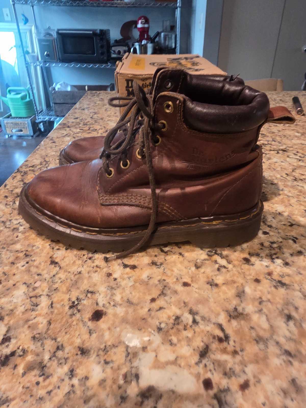 Vintage Dr. Martens Aztec Hiking Boots Brown/Padded Collar Made in England sz 6