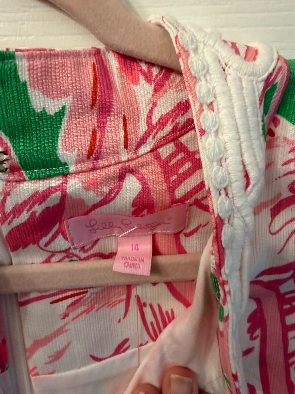 Lilly Pulitzer XL Size 14 Alexa Shift Dress Cotton Floral Pink Preppy Resort