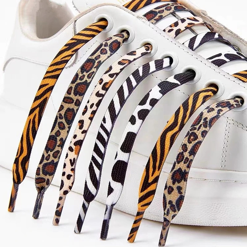 Classic Flat Shoelaces for Sneakers Print Animal Leopard Zebra Snake Shoe Laces