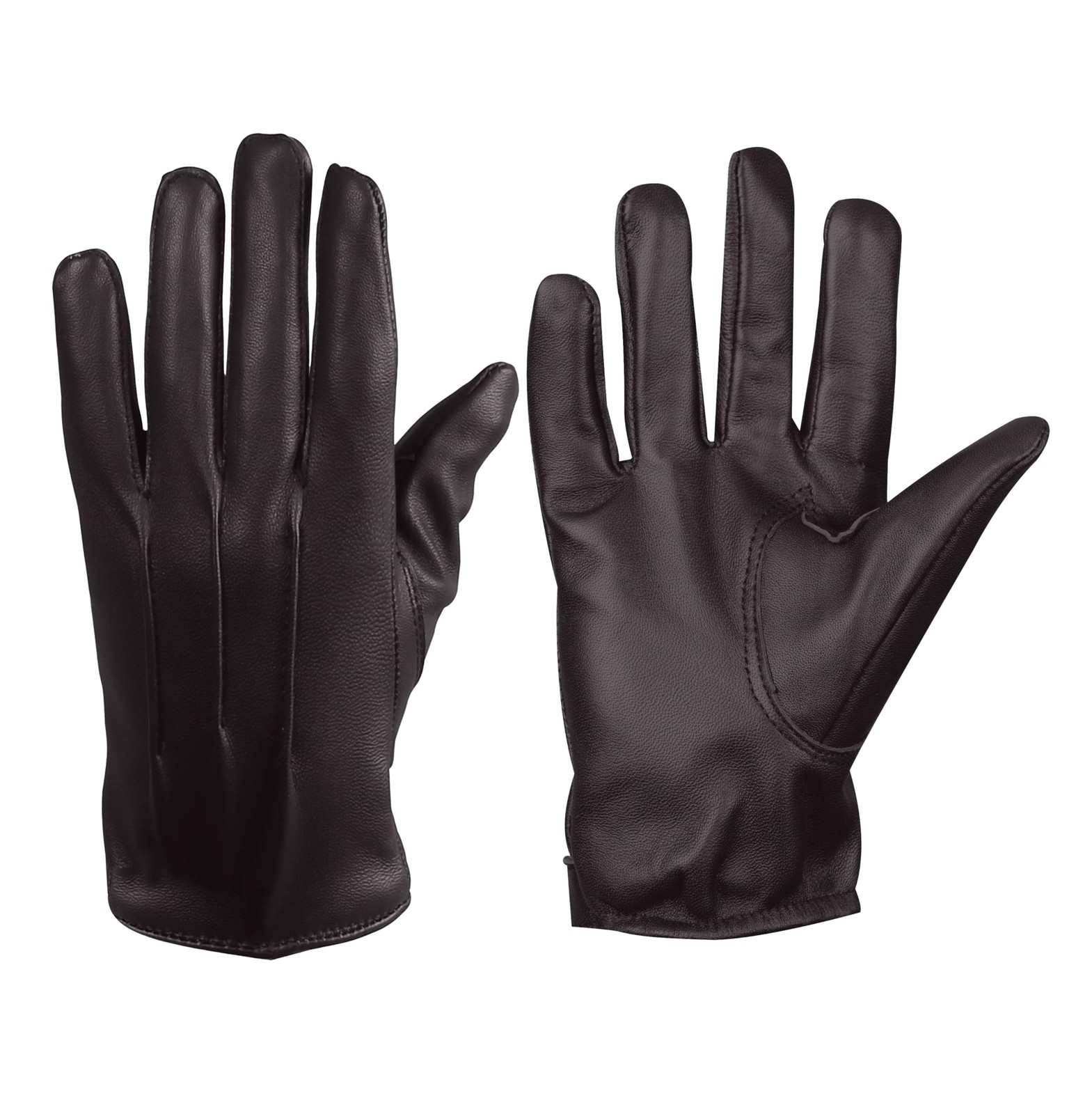 Mens Real Leather Driving Gloves Warm Winter Thin Button Down Riding Glove