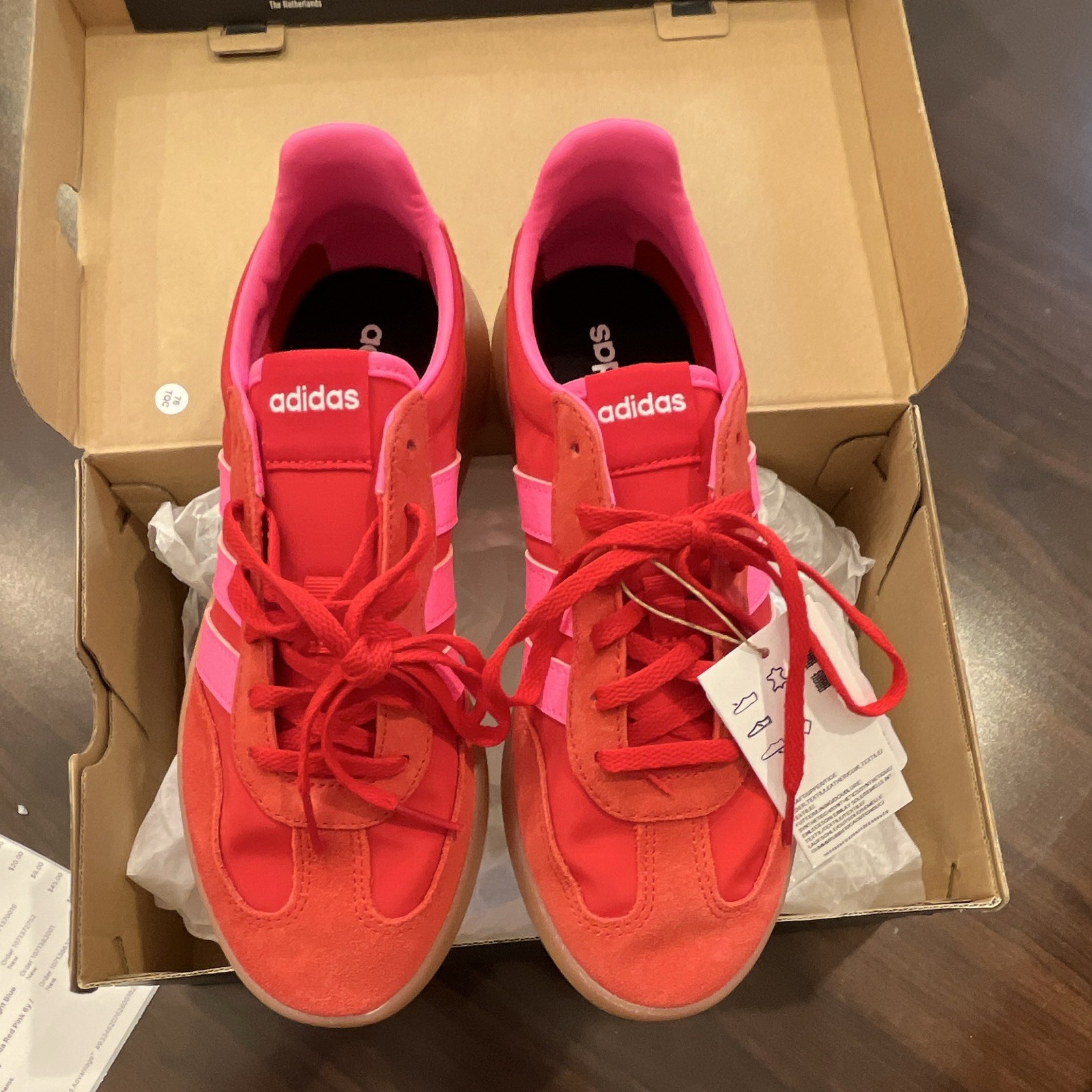 adidas us size 6 Barreda Decode J Low Top Lace Up Sneakers Red/Pink JR0759