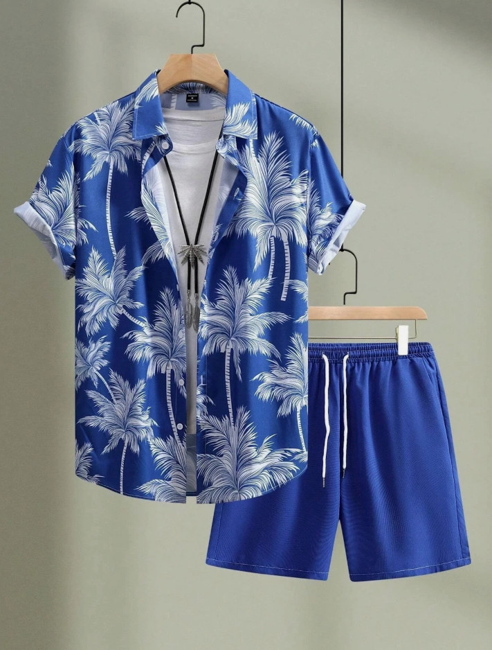Men Summer Outfit 2-Piece Set Short Sleeve T-Shirt and Shorts Sweatsuit Set