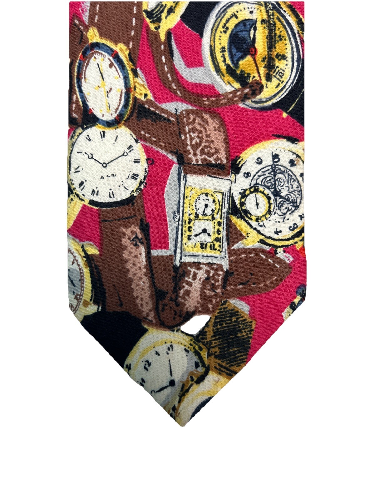 (2) Lago Ties Clock & Watch Black & Brown & Yellow or Raspberry Made In USA