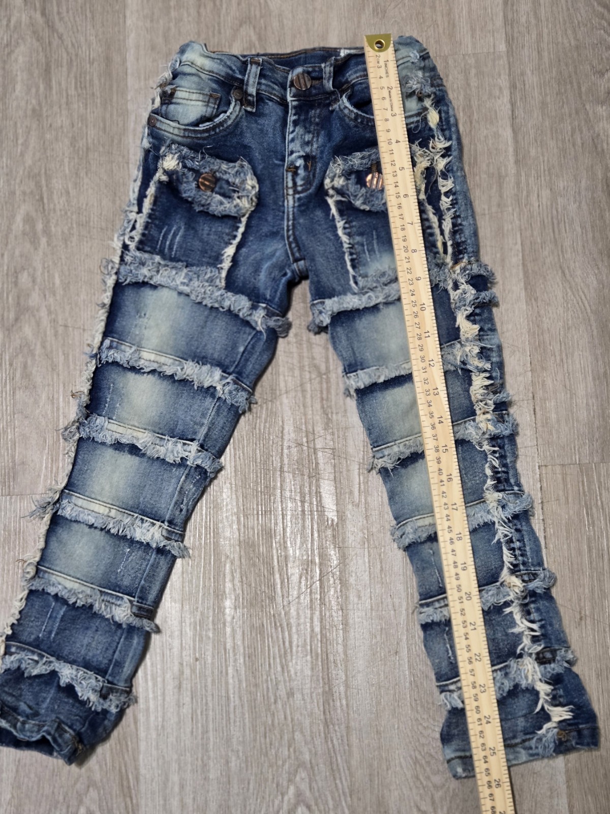 FWRD DENIM Girls Stacked Distressed Jeans Blue Size 5 98% Cotton 2% Elastane