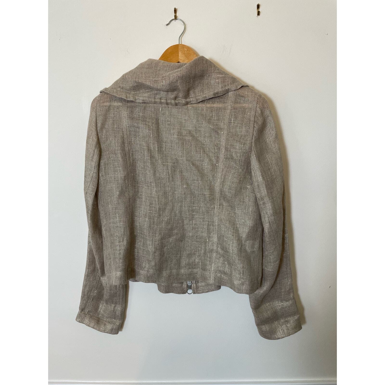 Worth New York Gold Platinum Metallic Linen Bland Jacket Womens S