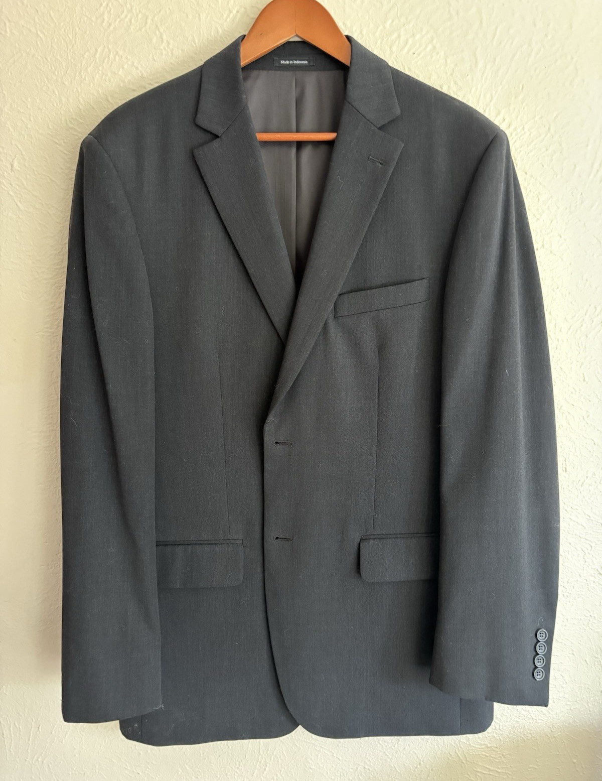 Pronto Uomo Wool Worsted Gray Suit Jacket 40R Single-Breasted 2-Button