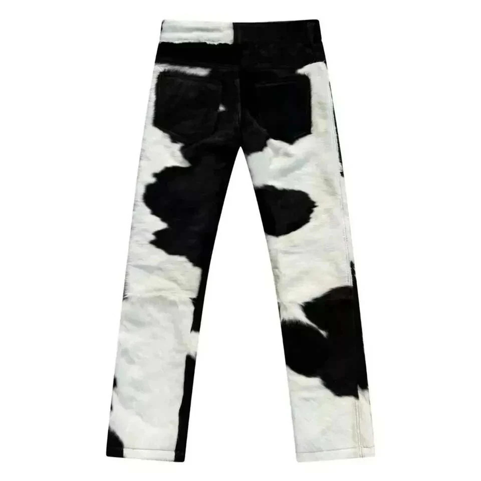 Genuine Cowhide Mens Leather Pants | Natural Hair-On Cow Skin Western Style Pant