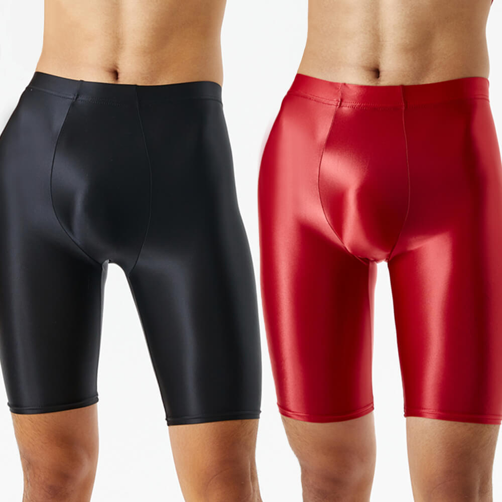 Men’s Wet Look Shiny Satin Tights Underwear Bulge Pouch Boxer Shorts Underpants