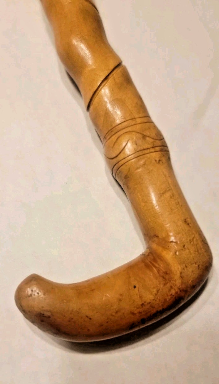 Hand Carved Wood Twisted Walking Stick Cane 9.1oz 35” Vintage
