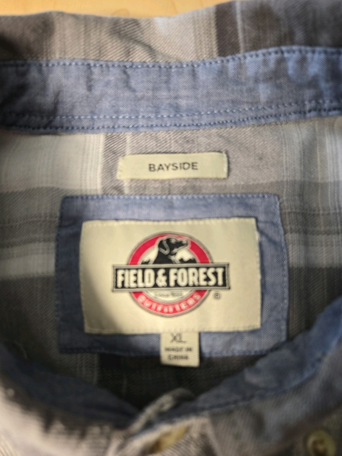 Field & Forest Men’s Bayside Stretch Woven Short Sleeve Shirt XL Plaid Gray Soft