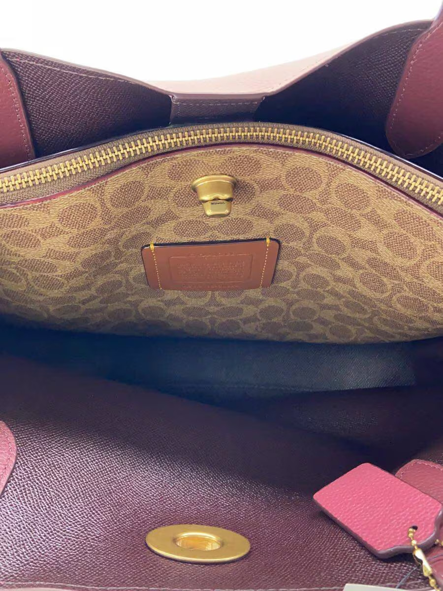 COACH Willow Tote Color Block with Signature Canvas Interior PNK Solid