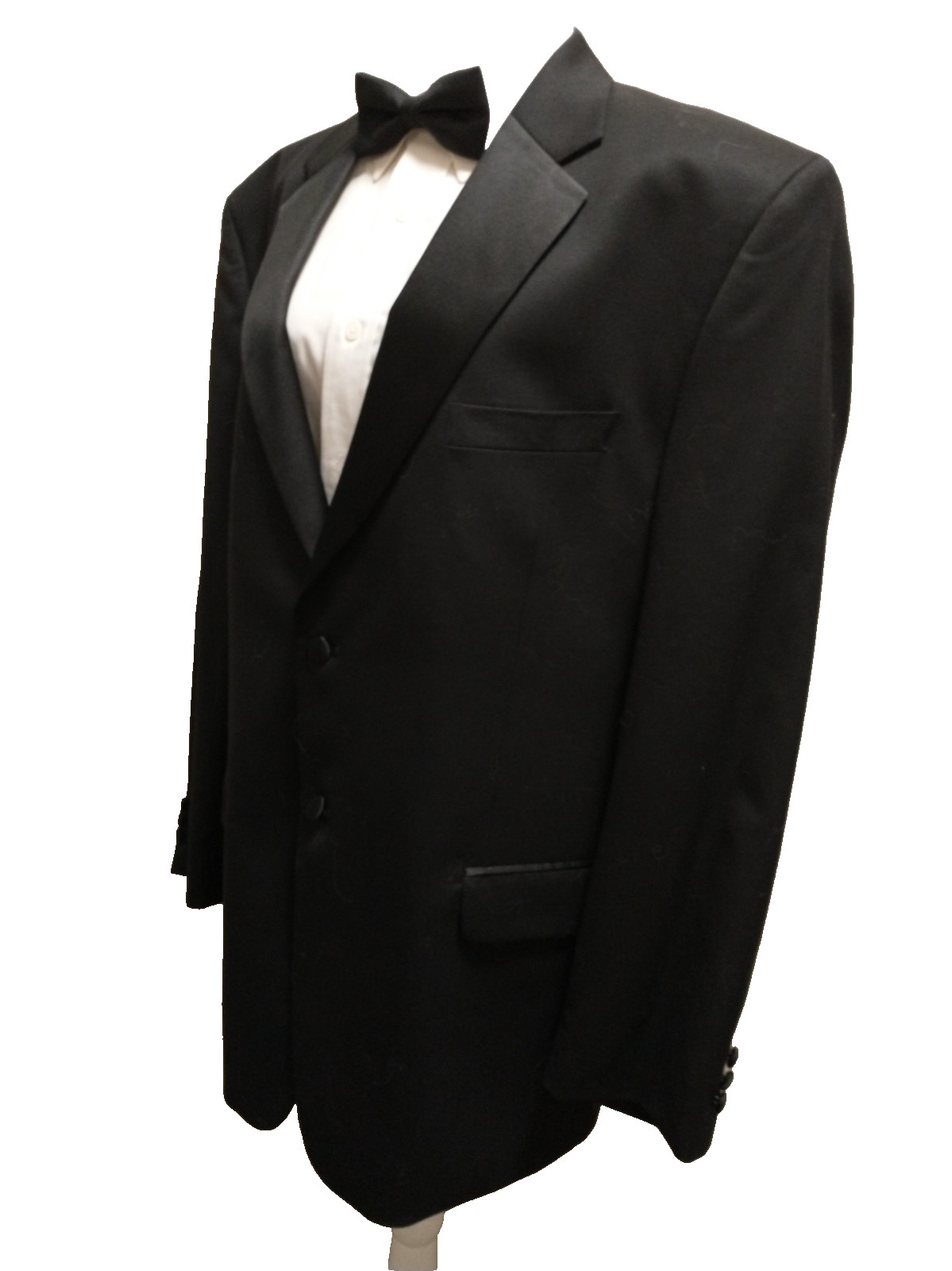 NWOT Jones New York Men Black 100% Wool Satin Detail 2 Button Tuxedo Blazer 46R