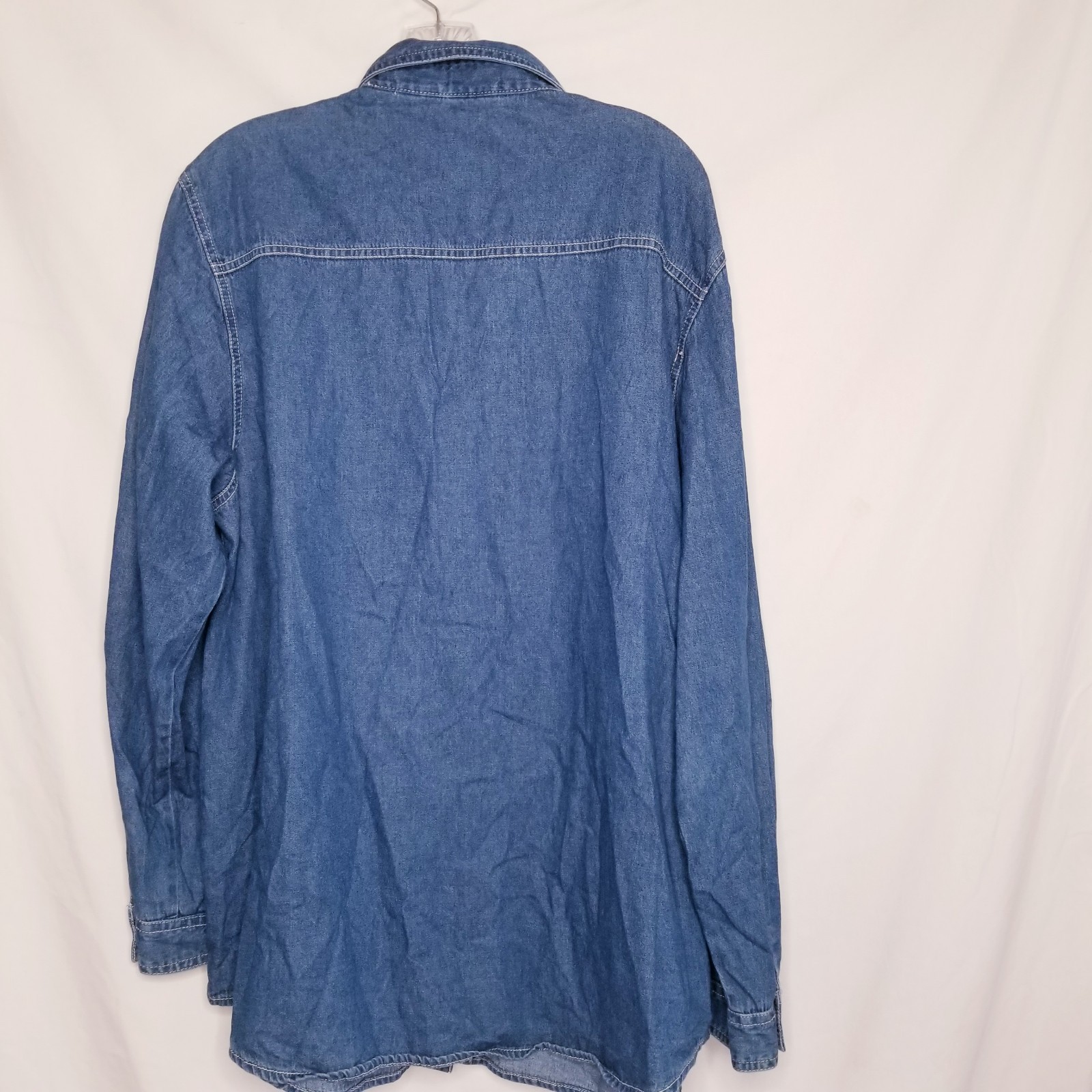 Vtg Bobbie Brooks Denim Button Up Shirt XL Chickens Sunflowers Fall Embroidered