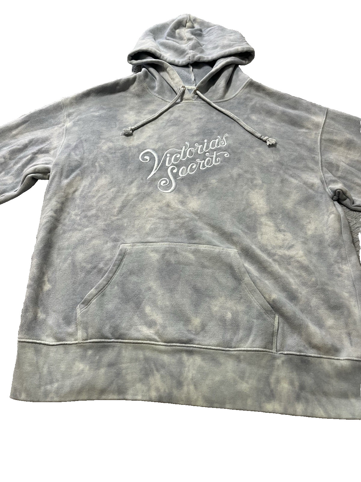 Victoria Secret Dahlia Fleece Hoodie Stone Washed Blue Long Sleeves Size L