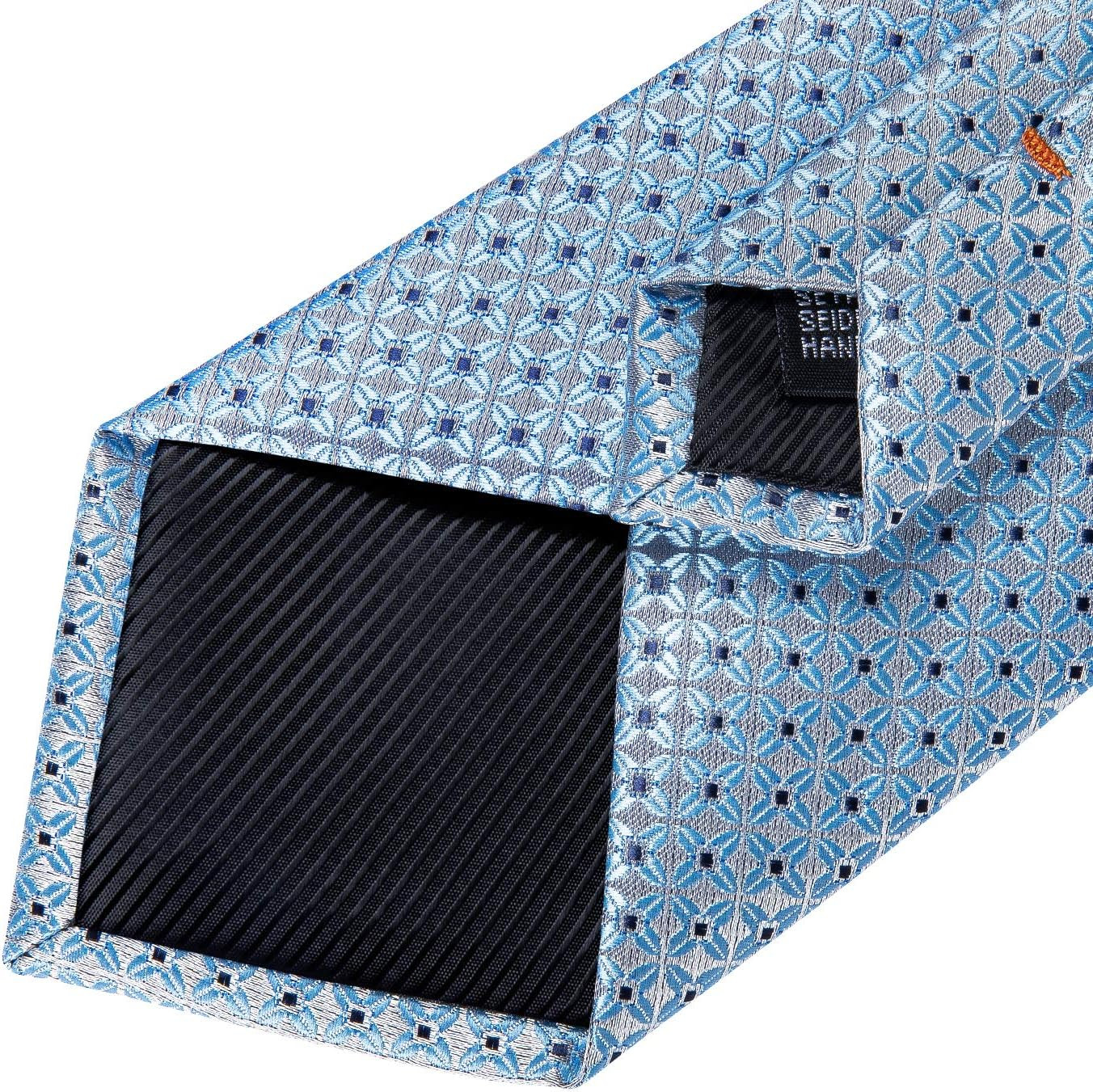 Mens Tie Set Silk Solid Paisley Necktie and Pocket Square Cufflinks Classic Form