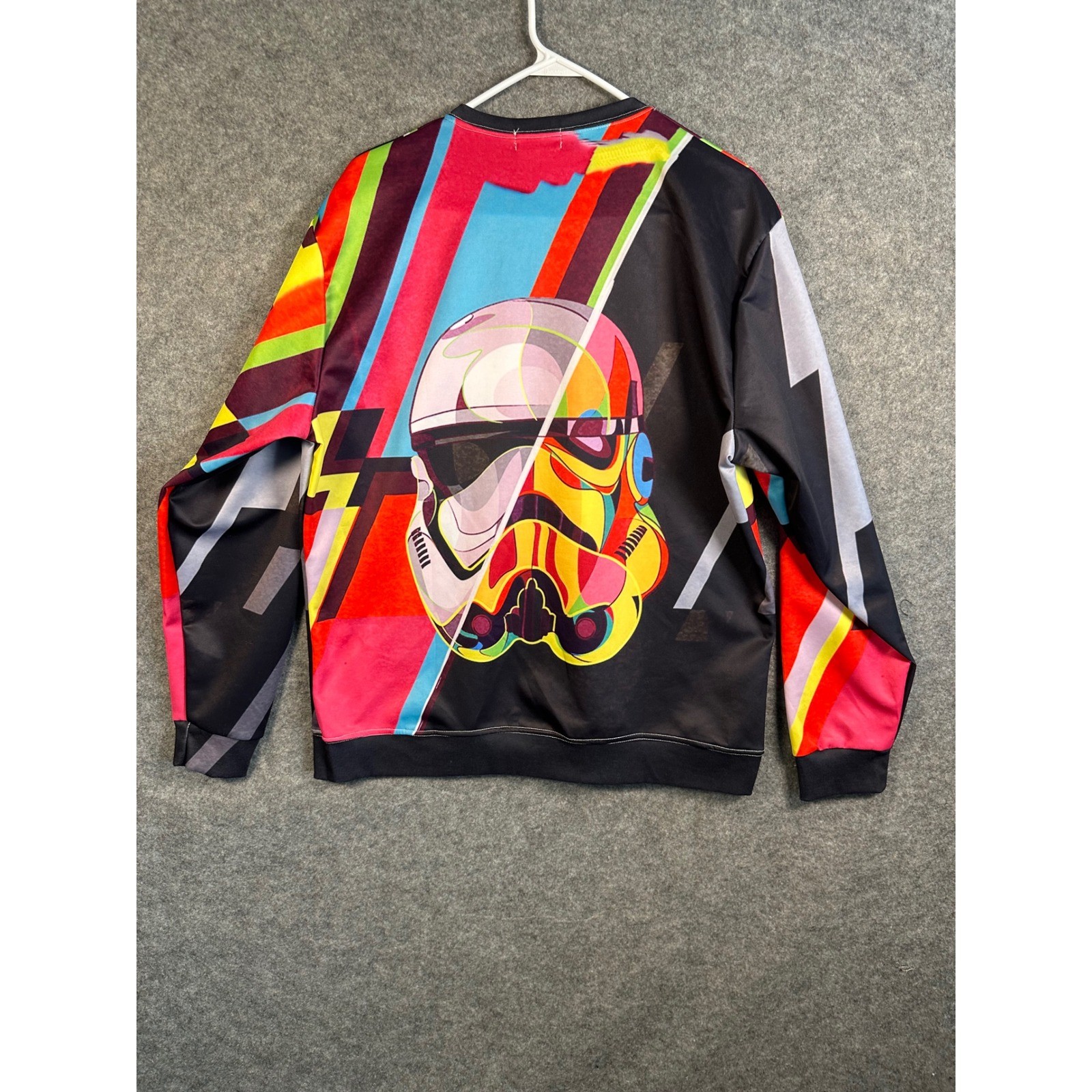 AIO Hacks Mens XL Pop Art Stormtrooper Graphic Sweatshirt Multi-Color Crew Neck