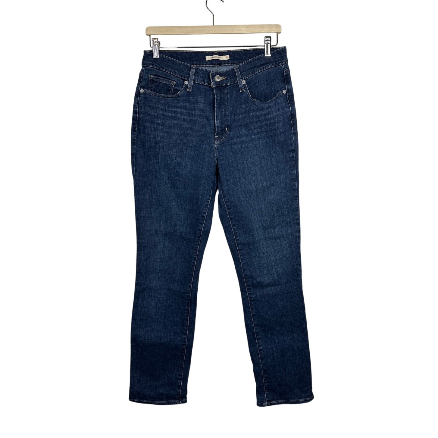 Levi’s 505 Classic Straight Leg Jeans Womens Sz 8L Mid Rise Denim Long Tall