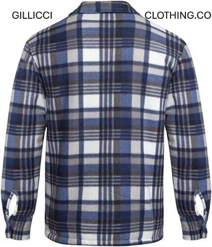 FUR FLEECE LINED WARM LUMBERJACK CHECK SHIRT JACKET WITH/WITHOUT HOOD GILLICCI