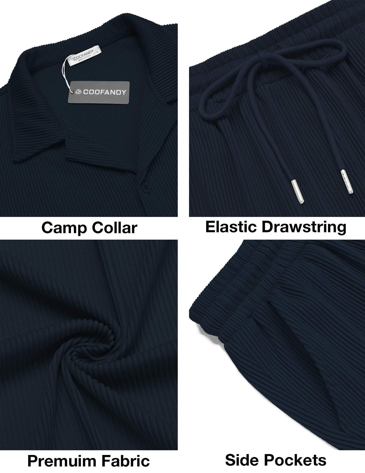 COOFANDY Men’s 2 Pieces Shirt Sets Short Sleeve Casual Button Down Hippie