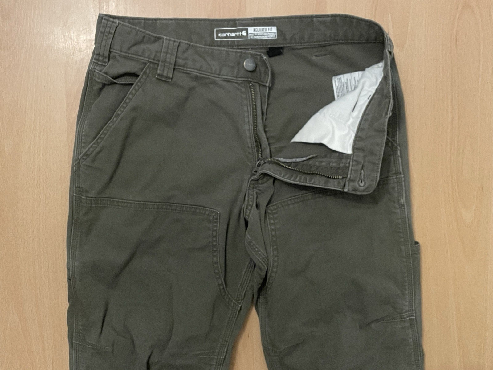 Carhartt 102802 Canvas Double Knee Pants Green Y2K Workwear Preppy 32X30 (31X29)