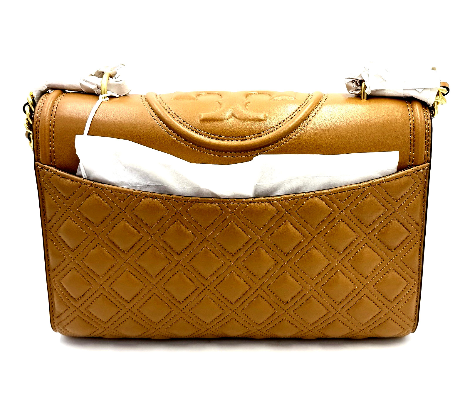 TORY BURCH~Fleming Convertible Shoulder Bag~Smooth Kobicha Brown Leather OS NWT