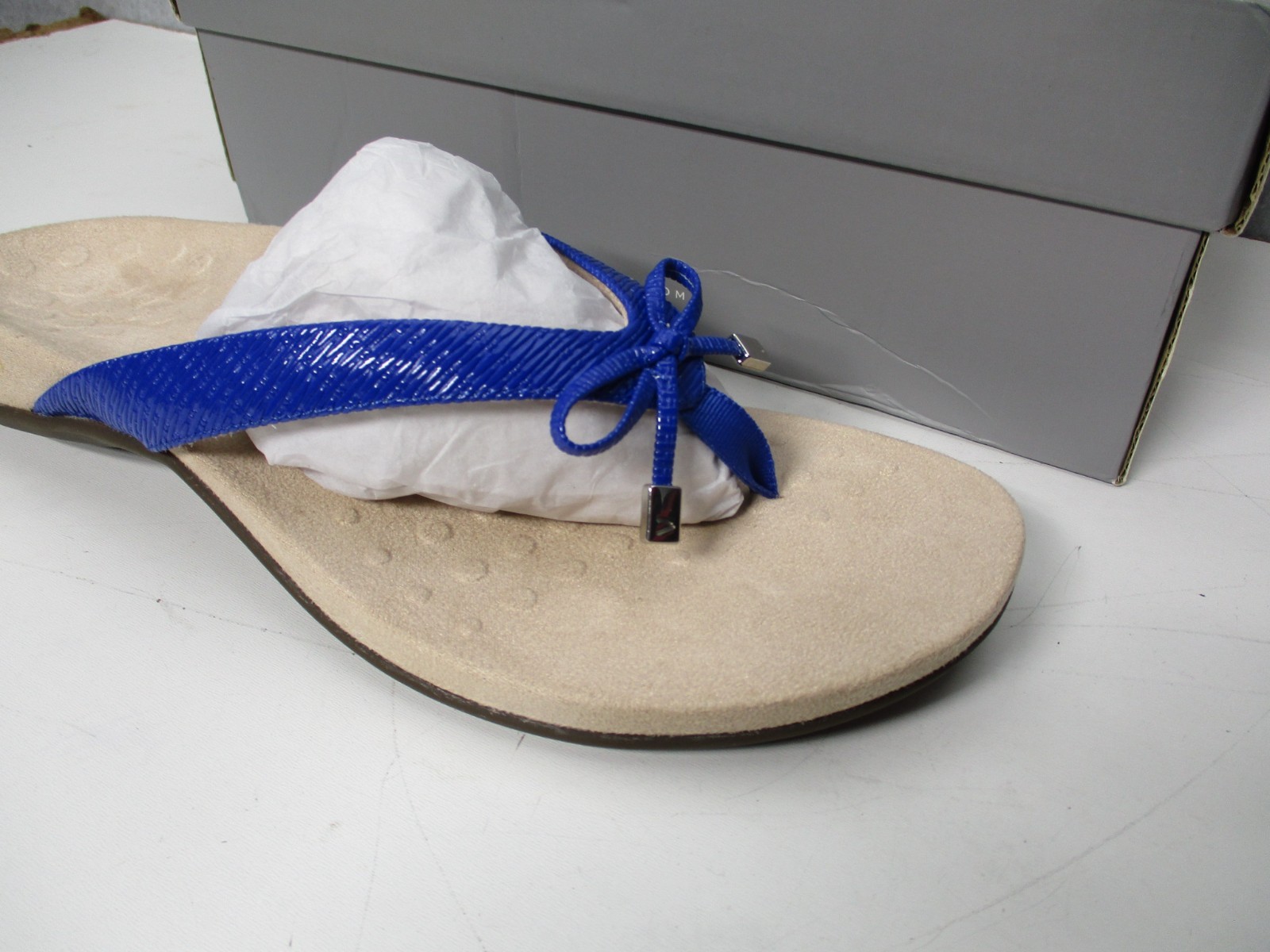 Vionic Bella II Blue Orthotic Bow Tie Thong Flip Flop Sandals Womens Size 11