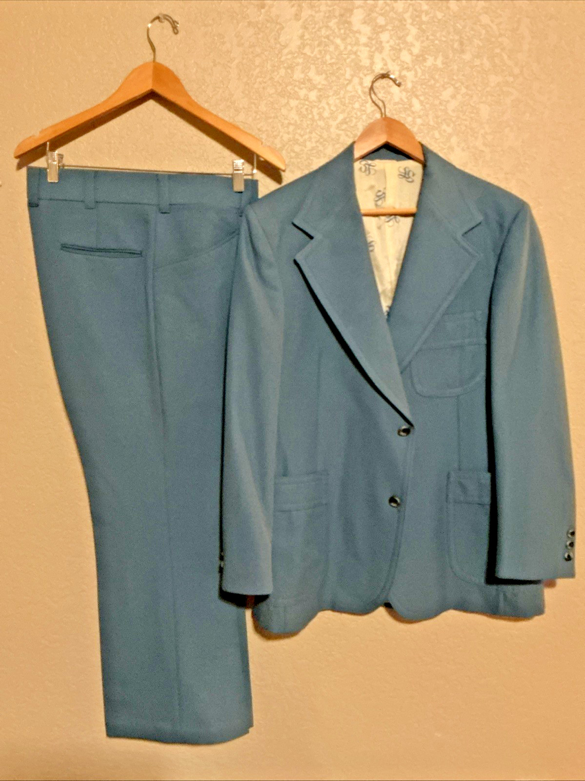 Vintage 70s Levi’s Panatela Leisure Suit Mens 40 Blue Disco 2pc Mod