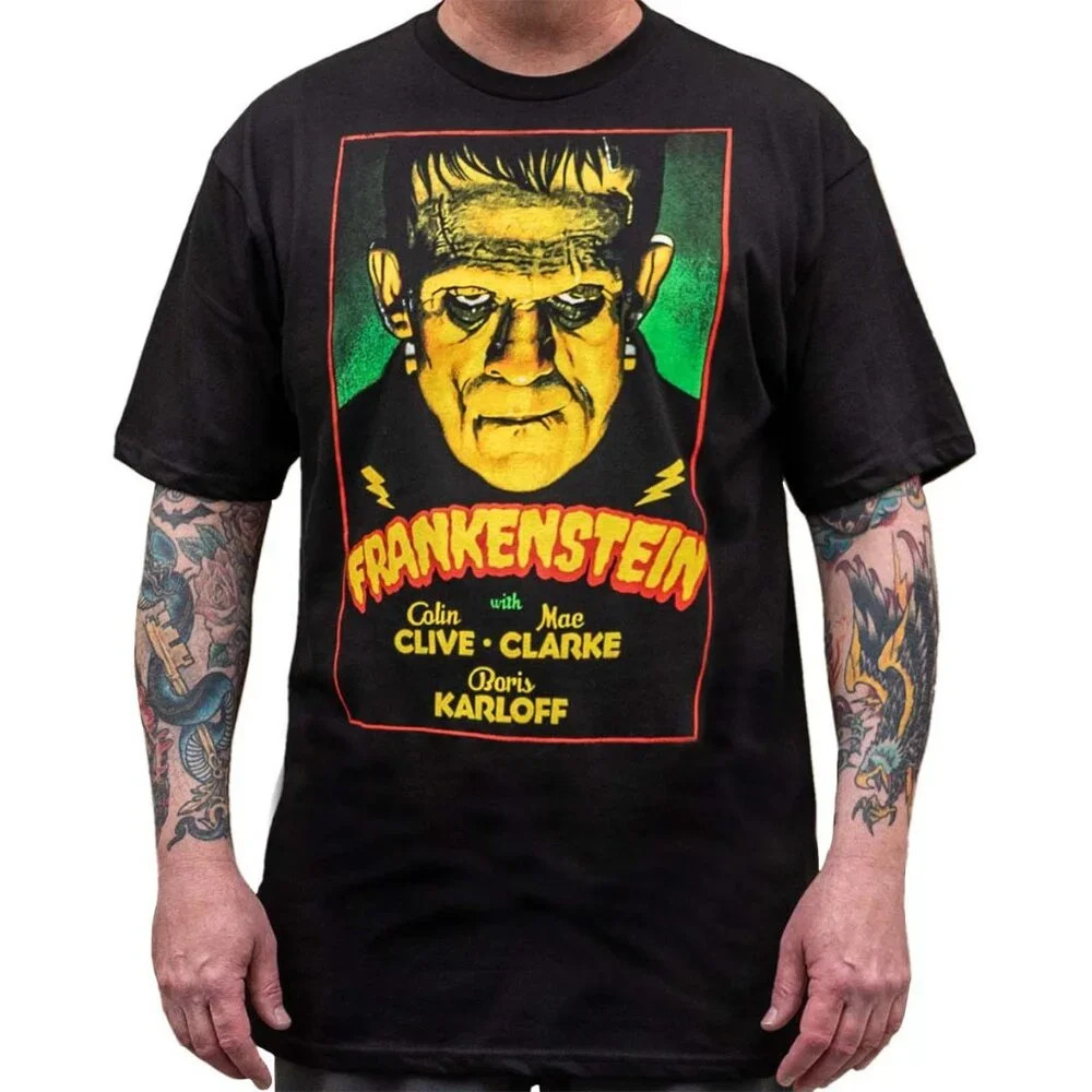 Frankenstein Movie Poster Black T shirt Heavy Cotton Graphic tee NH28777