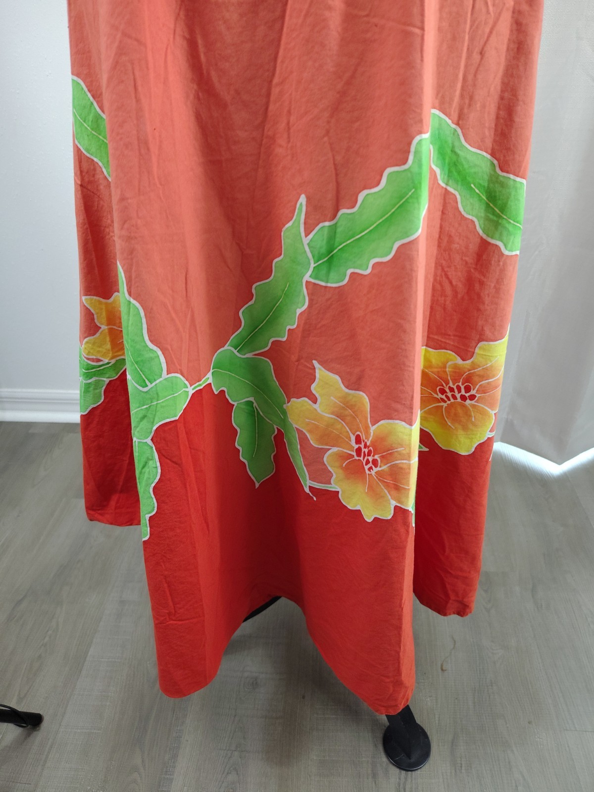 Vintage 70s Bali by Sarinah Batik Wrap Maxi Skirt – Orange Tropical Hibiscus