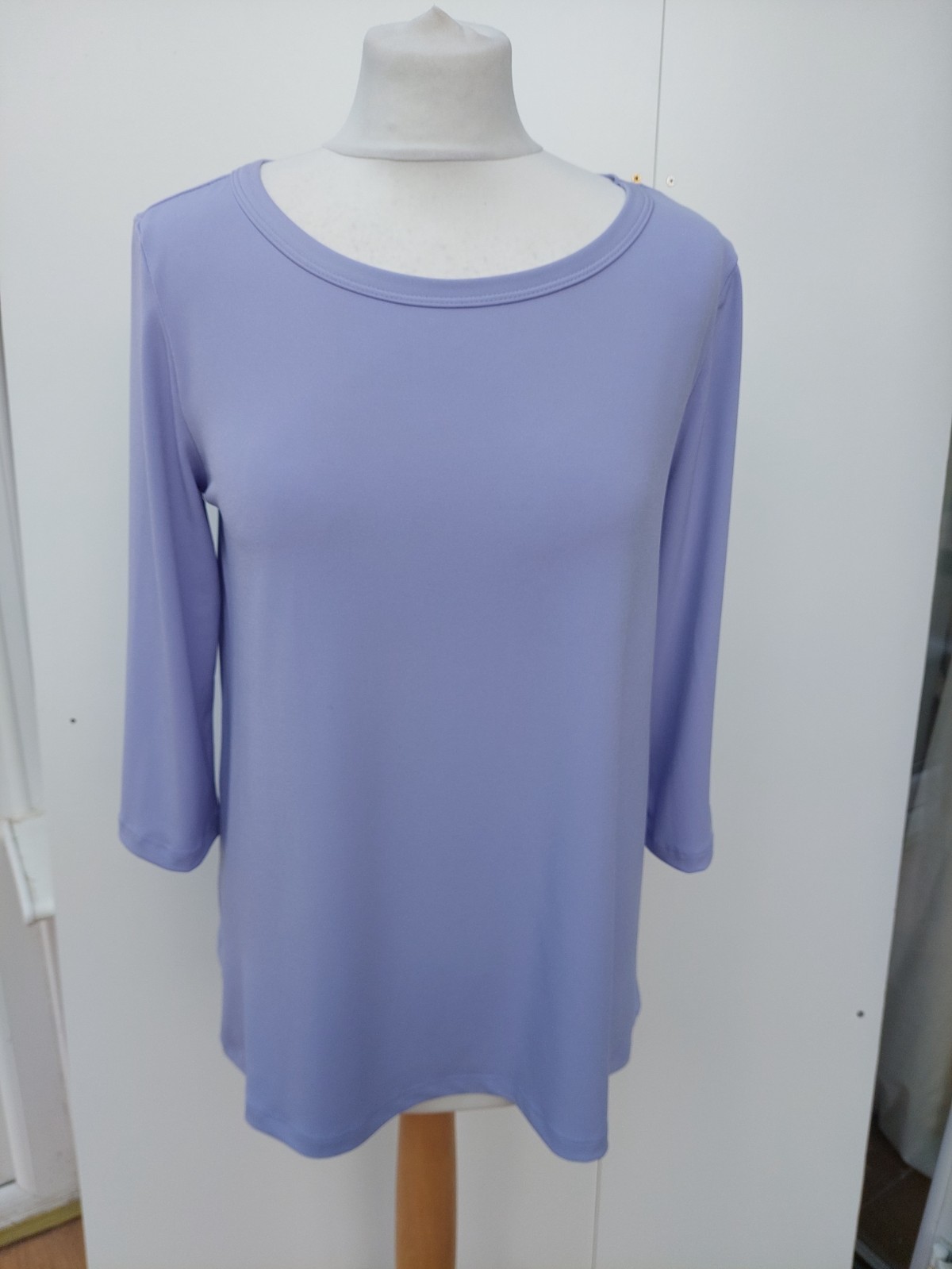 Kim & Co Top 3/4 Sleeve Wide Neck Top Mauve New Size Medium