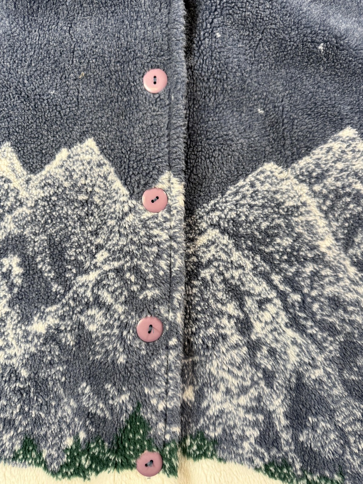 Vintage CDS Sweater Womens Medium Fleece Mountain Forest All Over Made USA 90s