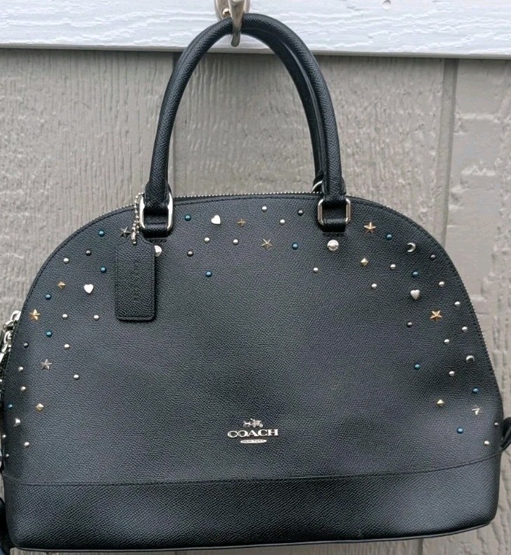 COACH SIERRA SATCHEL WITH STARDUST STUDS F22300 Black