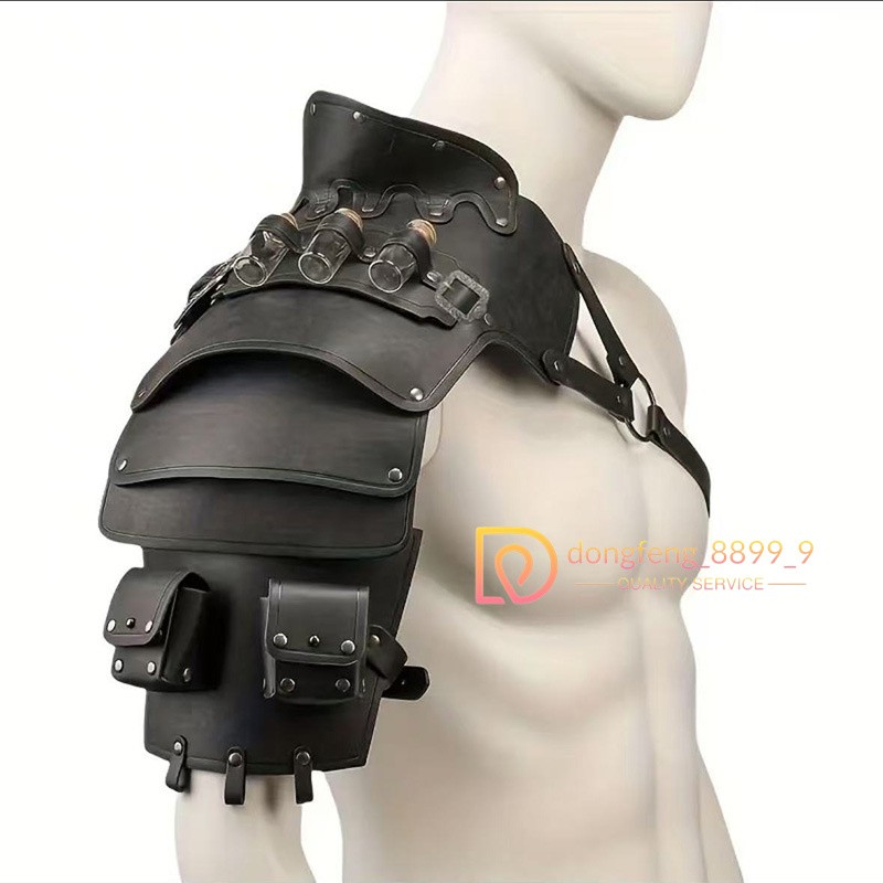 Medieval Vintage Artificial Leather Cosplay Knight Armor Pauldron PU Chest Strap