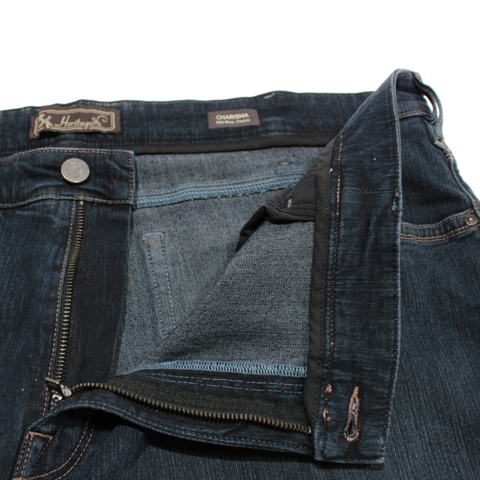 34 Heritage Cotton Blend Charisma Five Pocket Jeans Size 48 x 34 Blue Denim