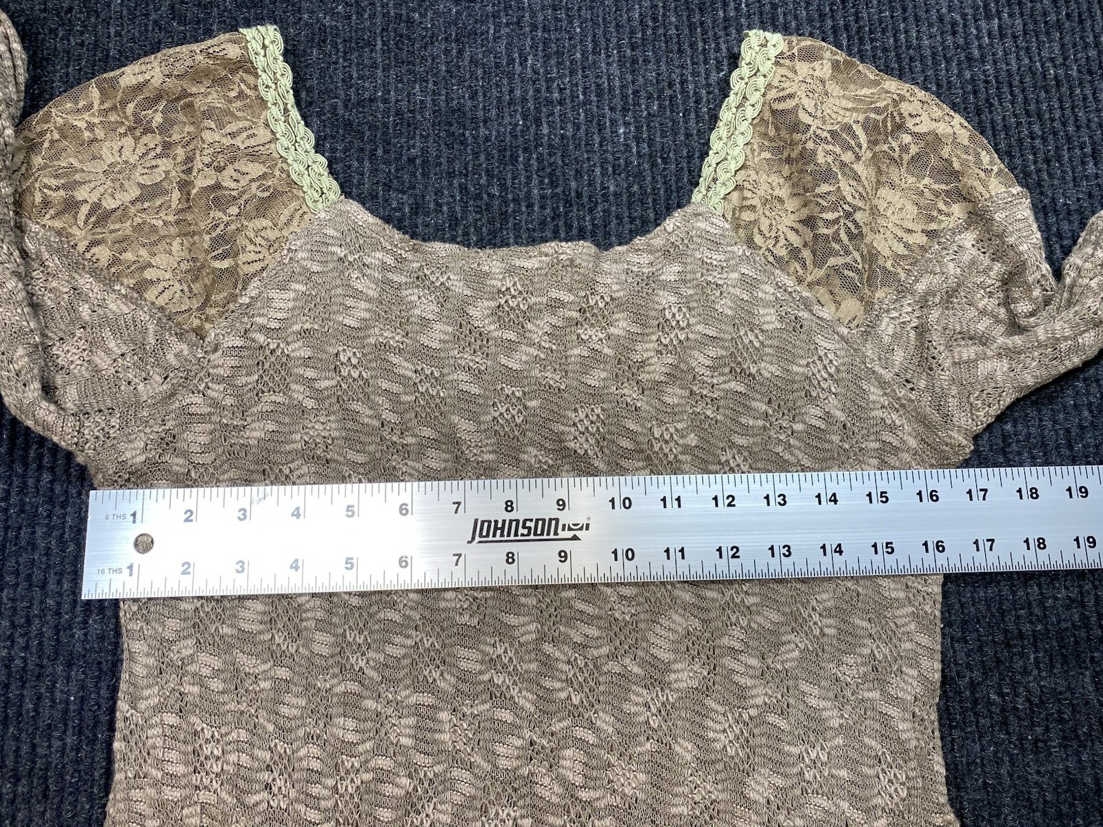 Pretty Angel Tunic Womens Boho Layered Romance Top Brown Green Beaded EUC Sz M