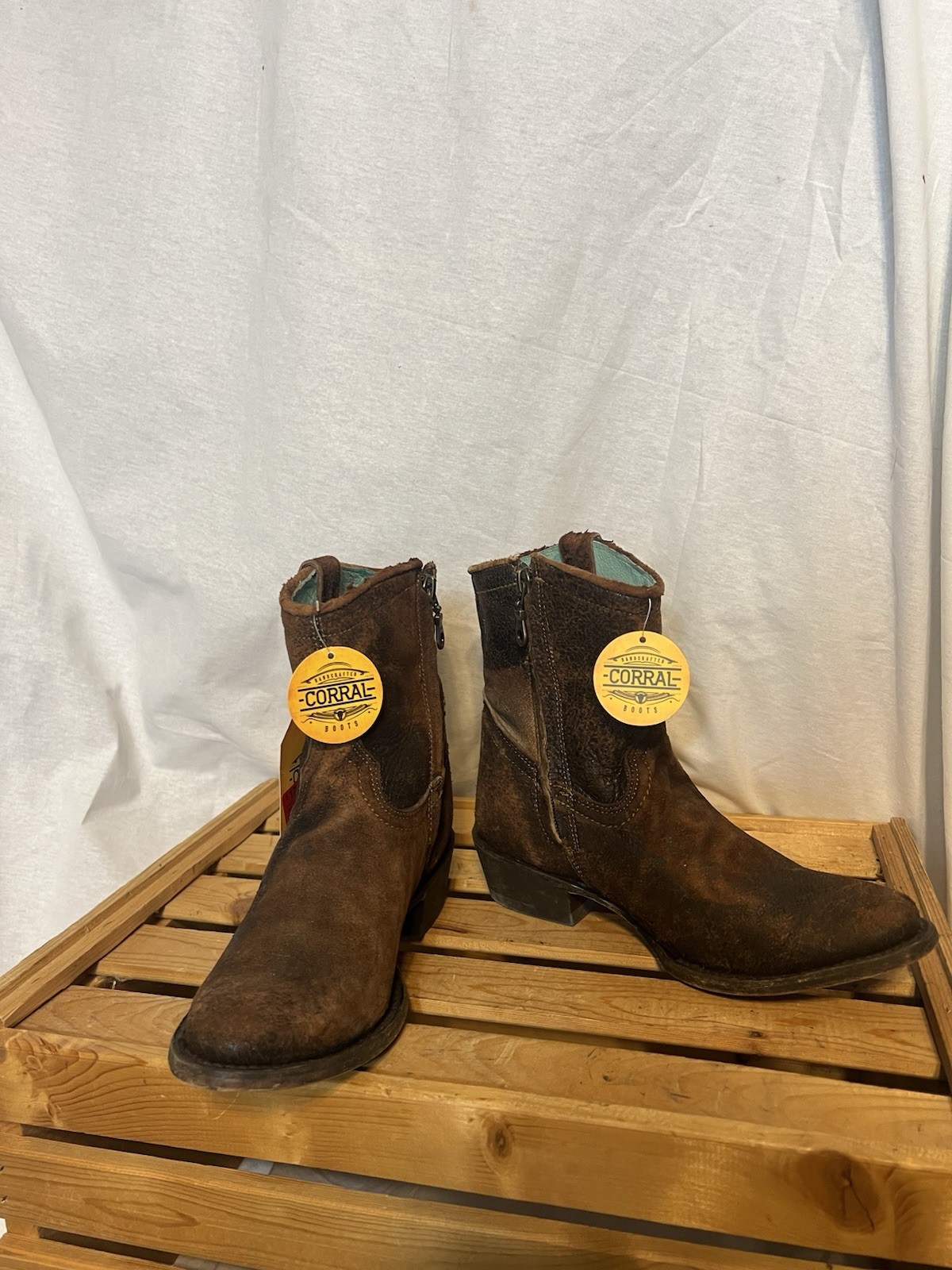 #8223. NEW! Corral Women’s Brown Rough-Out Western Bootie. Size 6