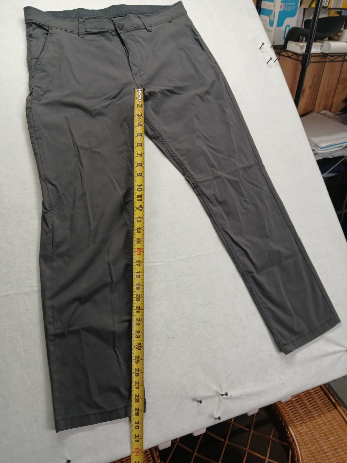 WEATHERPROOF VINTAGE MEN’S STRETCH CANVAS PANT GRAY 38X32