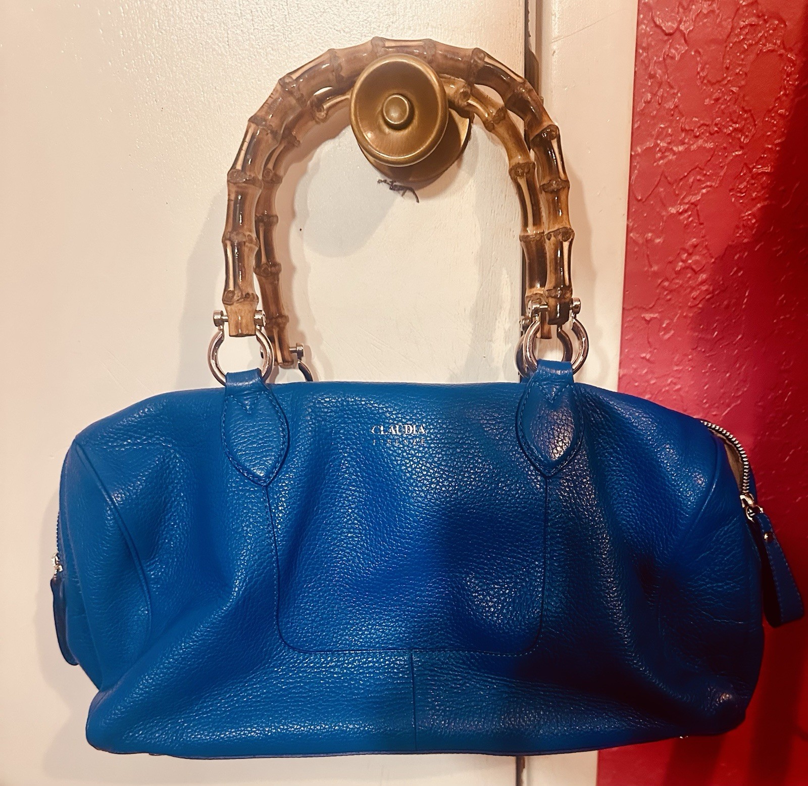 Genuine Leather Claudia Firenze Royal Blue Italian Leather Satchel 8332