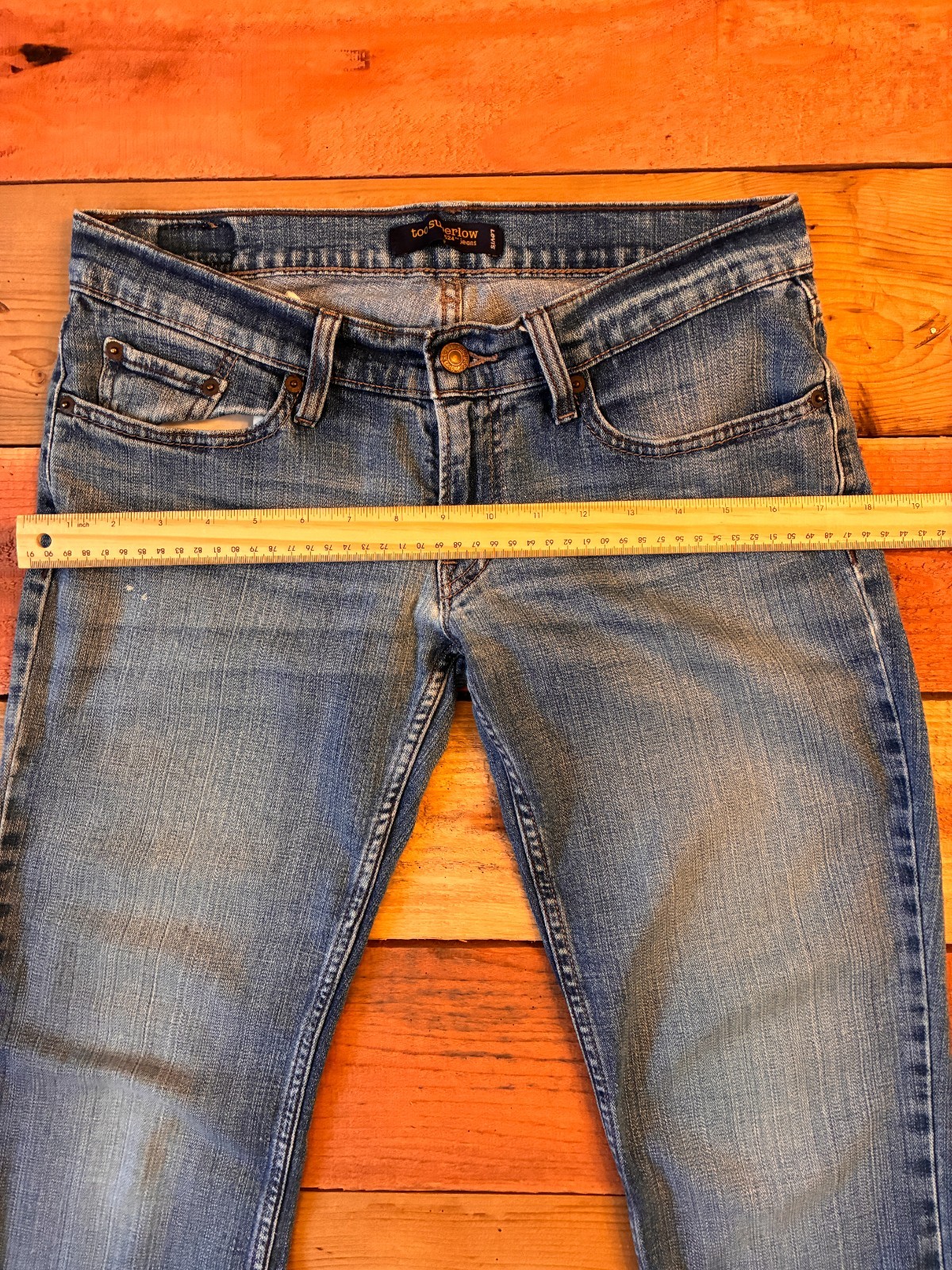Levi’s 524 Too Superlow Black Bat Wing Low Rise Bootcut Flare Denim Jeans 31×29