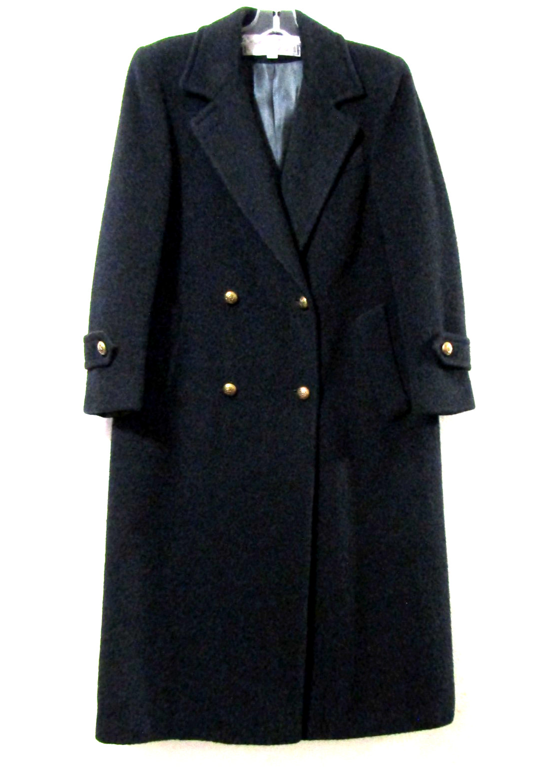 Vtg Evan Picone Coat 6 S Pure Wool Black USA Double Breasted
