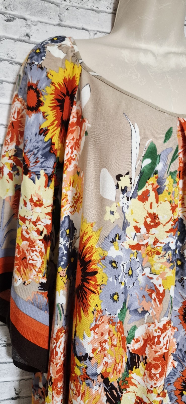 Unique Spectrum Womens Plus Size 2X Floral Sunflower Tunic Top Boho Festival