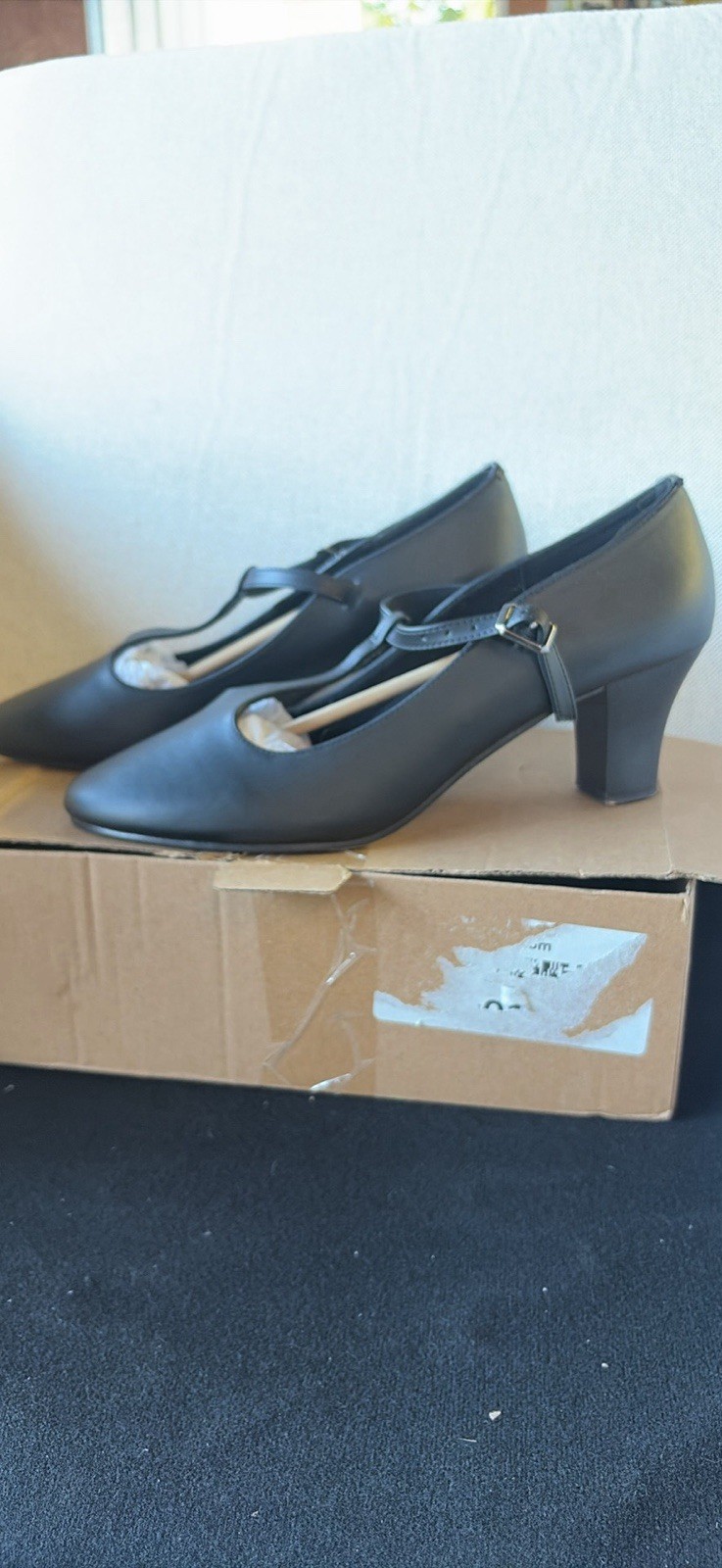 Character Women’s Black Mary Jane T-Strap Ankle Strap Buckle Block Heels US 10 M