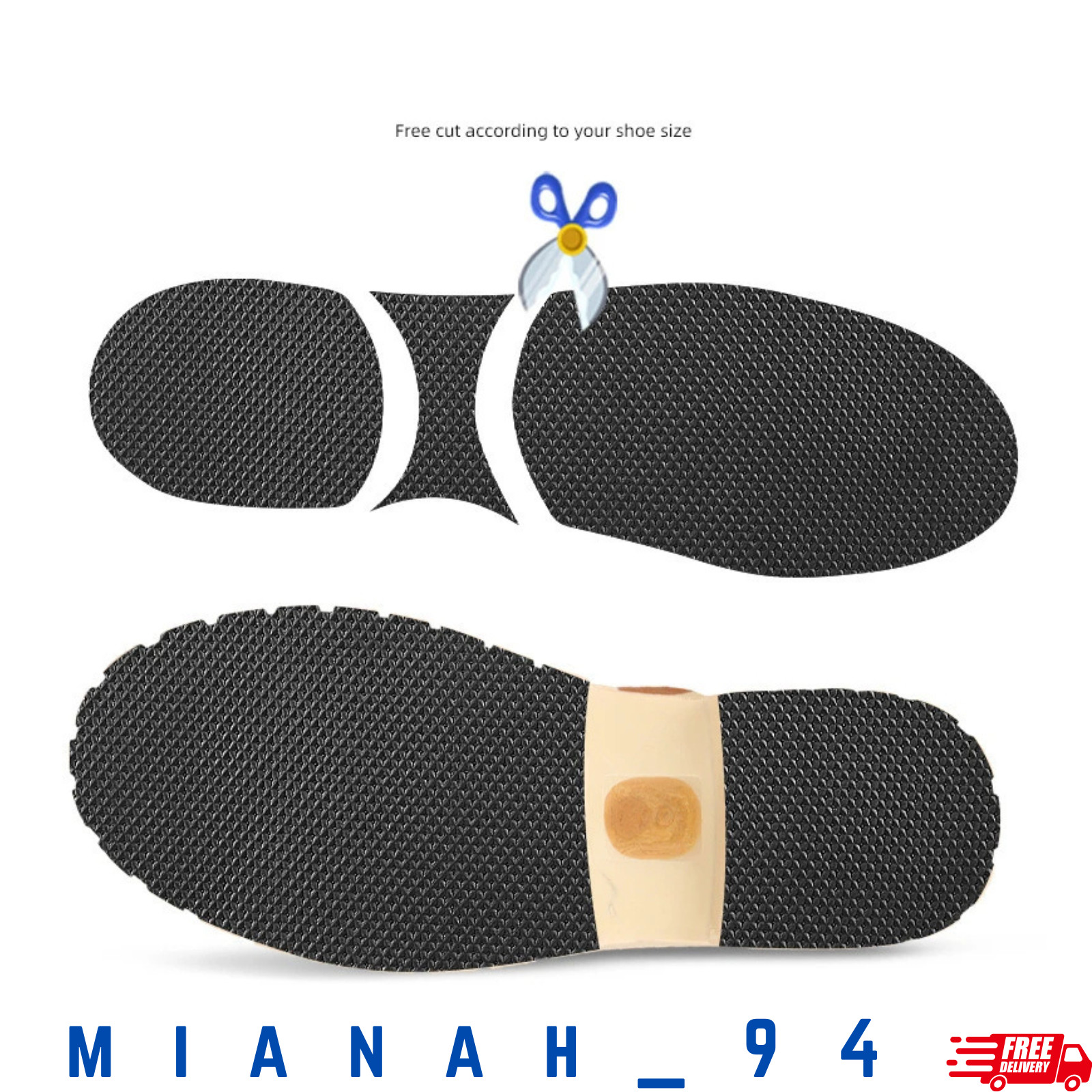 Self Adhesive EVA Shoe Sole Repair Patch Black Rubber Anti Slip Protector Pads