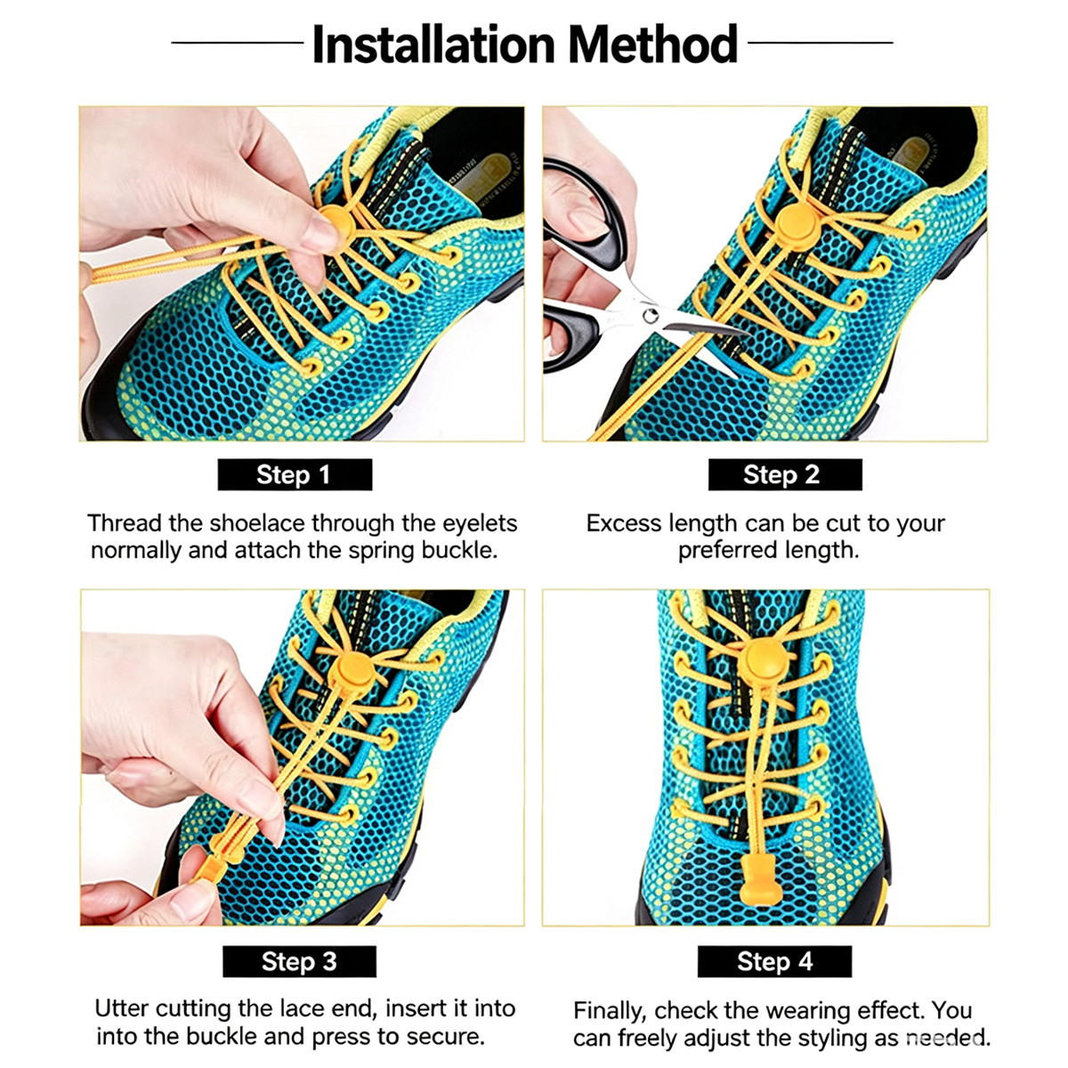 No Tie Elastic Shoelaces Lock Laces for Running Shoes Sneakers Lazy Shoe Laces