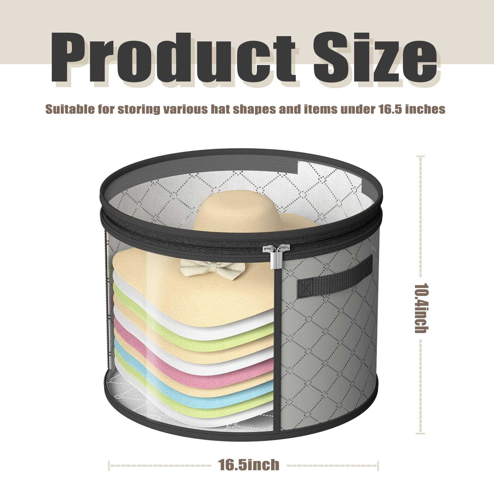 STARGAZ Hat Boxes For Women Storage 16.5 inches x 10.4 inches, Gray and Black