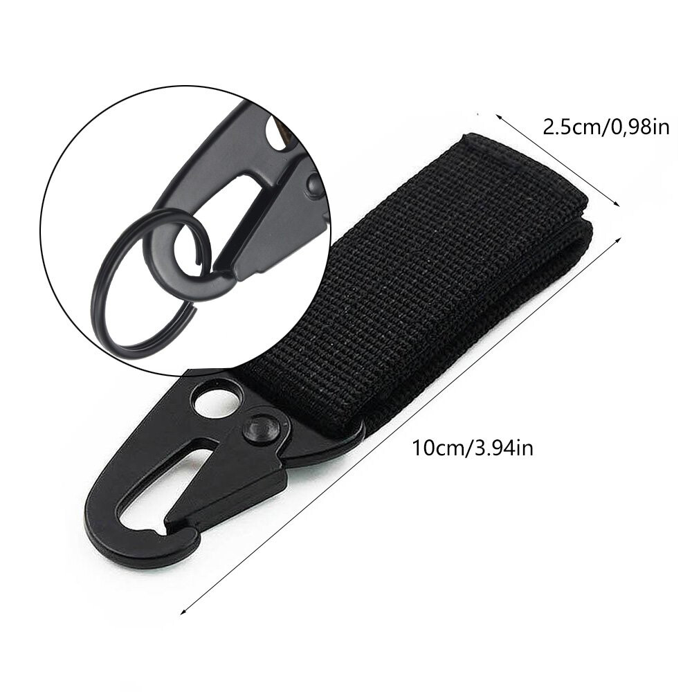 3 PCS Outdoor Webbing Buckle Hook Tactical Molle Key Ring Belt Holder Nylon Clip