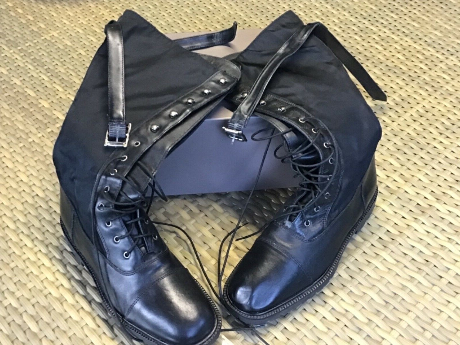 Ann Taylor Boots Black Leather and Nylon Upper Rubber Sole Man Made Lining Sz.7