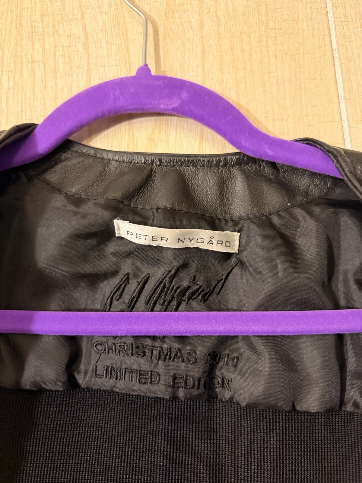 Peter Nygard Petite PM Black Leather Christmas Zip Jacket Limited Edition 2011